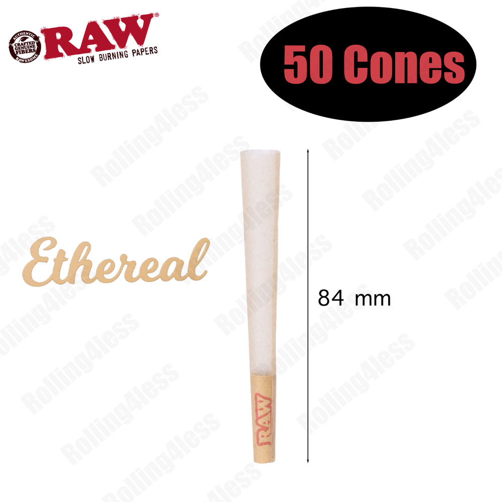 50ct | Raw Ethereal 1 1/4 Size Pre-Rolled Cone Authentic