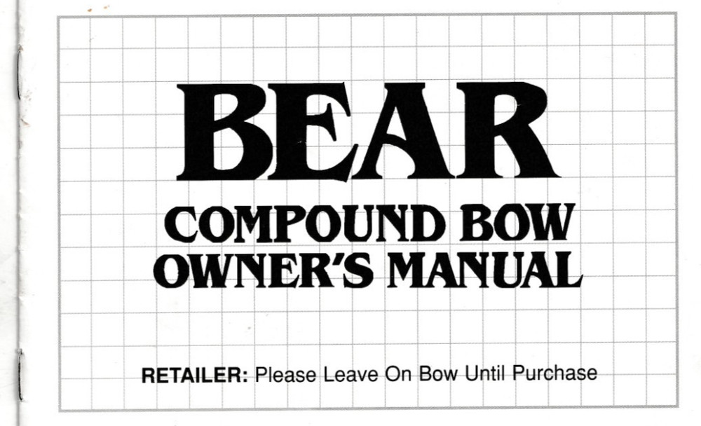 FRED BEAR COMPOUND BOW PN74494 Vintage Owner's Manual