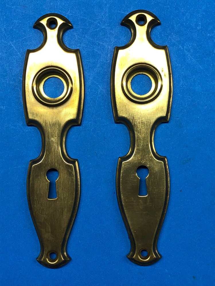 Solid Brass Doorknob Backplates MATCHING PAIR   Restored (M7938)