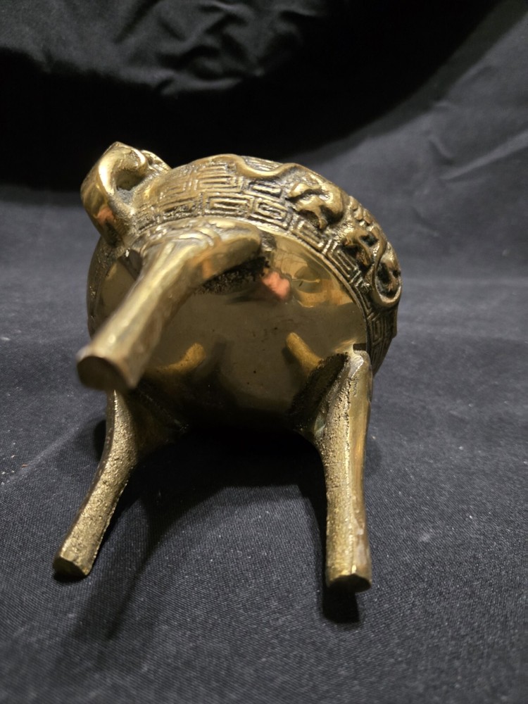 Vintage Small Brass Foo Dog Incense Burner
