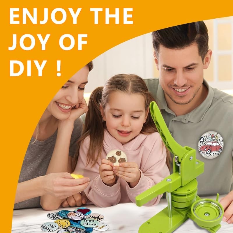 DIY Button Maker Machine Kit - Multiple Sizes, Interchangeable Models, Free Part
