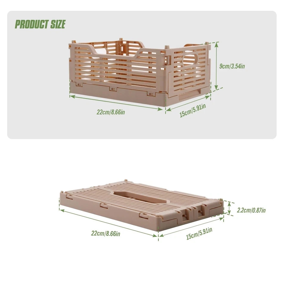 Collapsible Plastic Storage Crates Stackable Set of 4