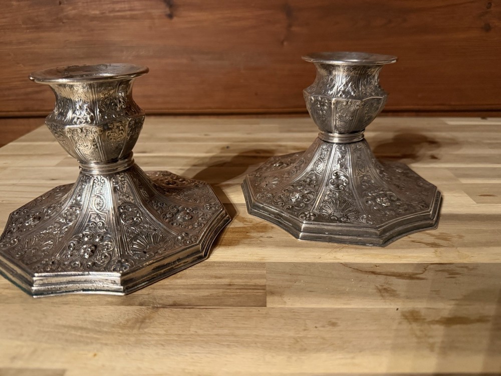Barbour Silver Co. International Silverplate Candlesticks Pair 3974