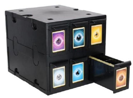 4 BCW 6 Drawer Card Catalog Black Boxes Stackable Acid Free w/ Clear Partitions