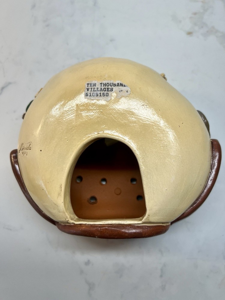 VINTAGE: 5.5" Authentic PERUVIAN Handmade Clay Pottery - Noah Ark Votive