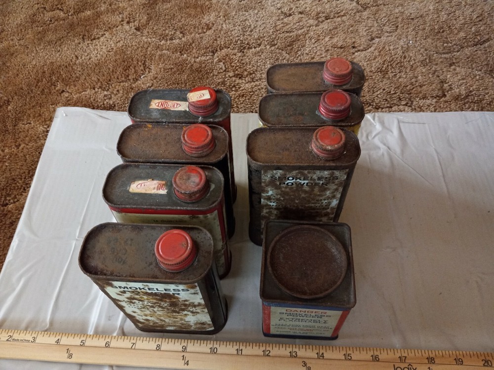 Lot of 8 Empty Powder Cans - Used