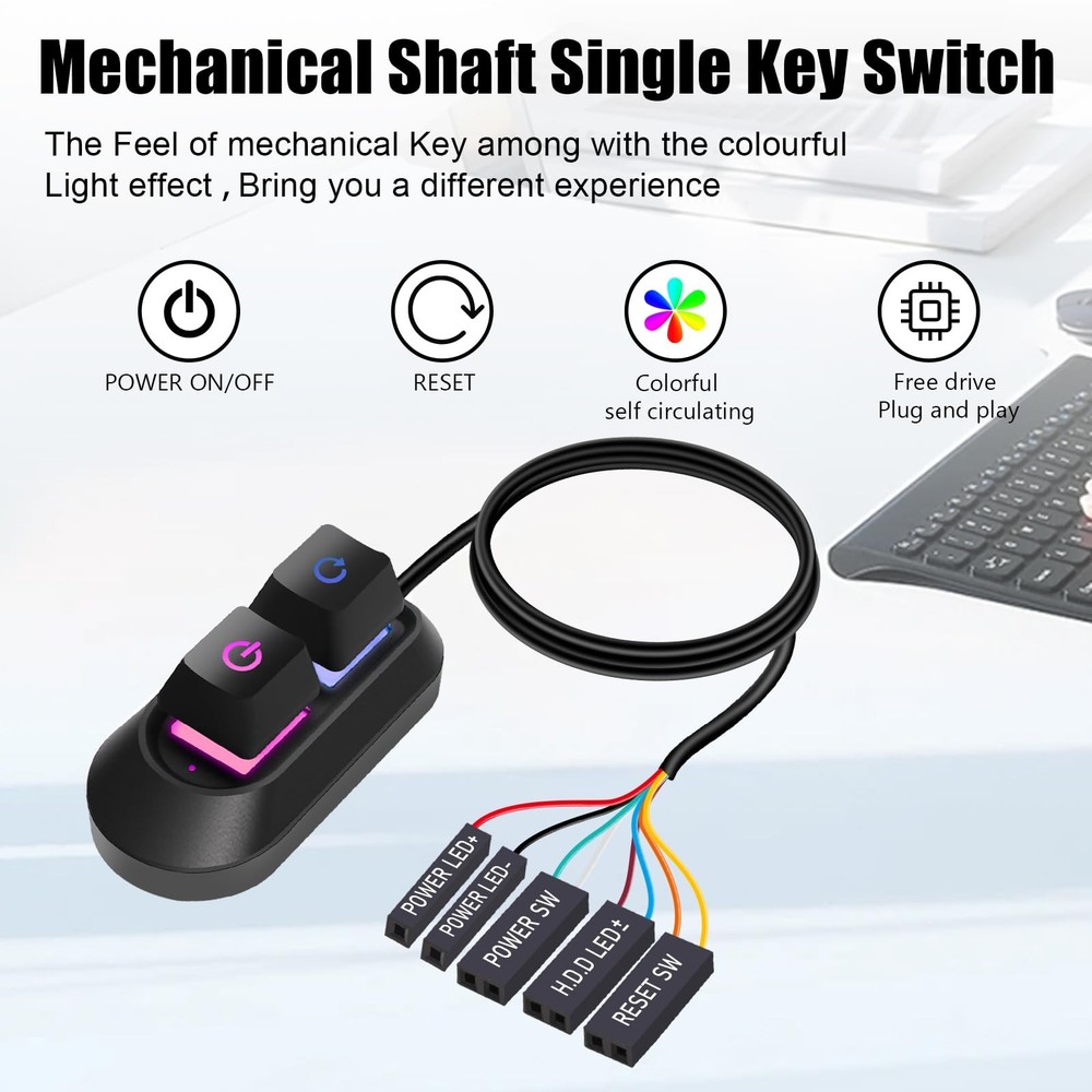 Desktop Computer Power SwitchExternal Remote Start PC Motherboard Power On Of...