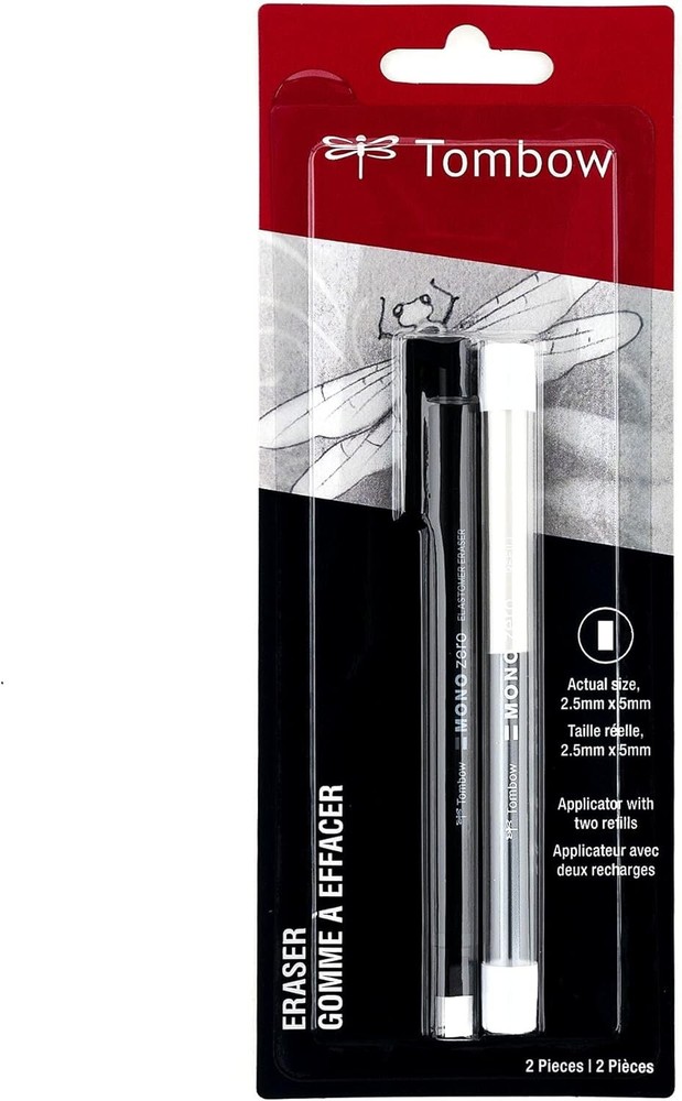 Compact MONO Zero Eraser with 2 Refills - Ideal for Drawing and Precision Work