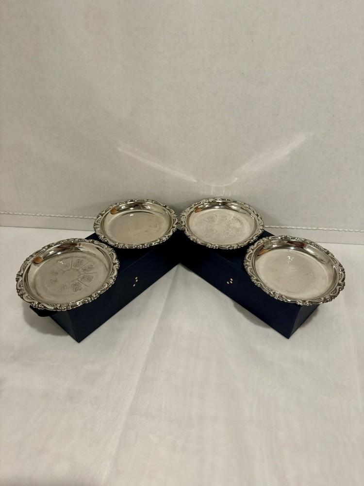 4" Silver Plated Coasters - Decorative Rims - Made in Italy