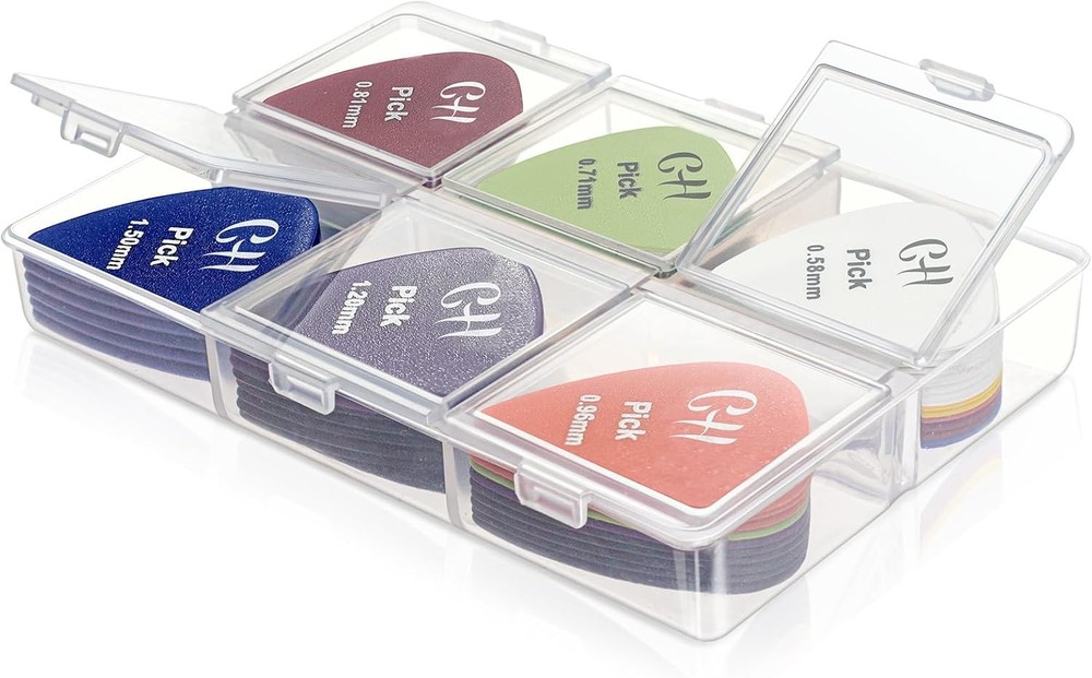 Guitar Pick Holder, 6 Grid Case, 60 Capacity, Pick...