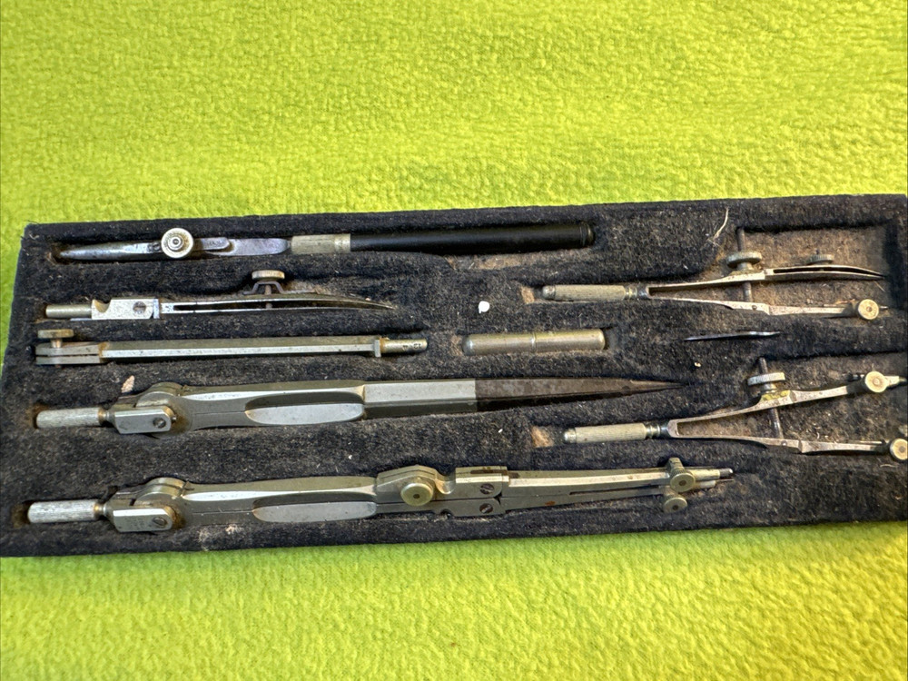 Vintage Schoenner Draftsman Drawing Instruments Set Made In Germany