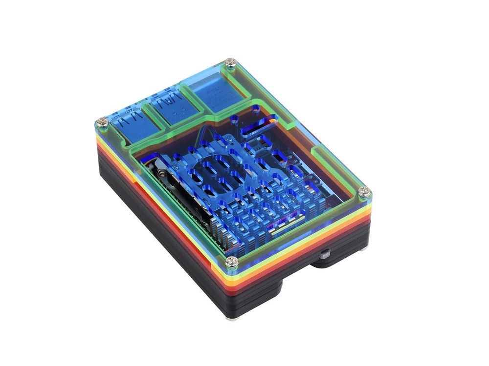 Waveshare Rainbow Acrylic Case For Raspberry Pi 5 Support Official Active Cooler
