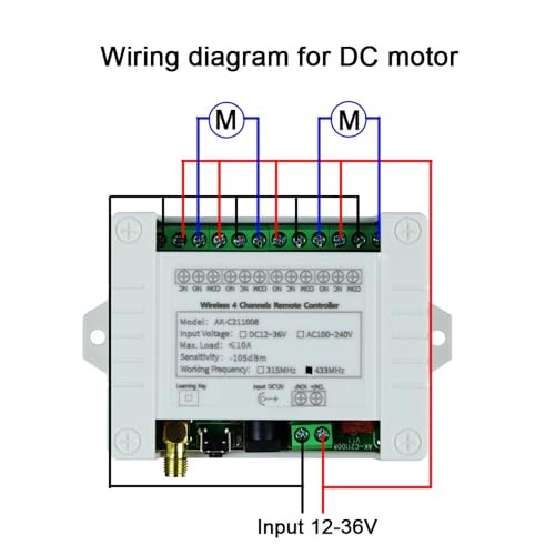 DC 12V 24V 36V 4CH Remote Control Switch 433Mhz 10A Wireless Remote Control