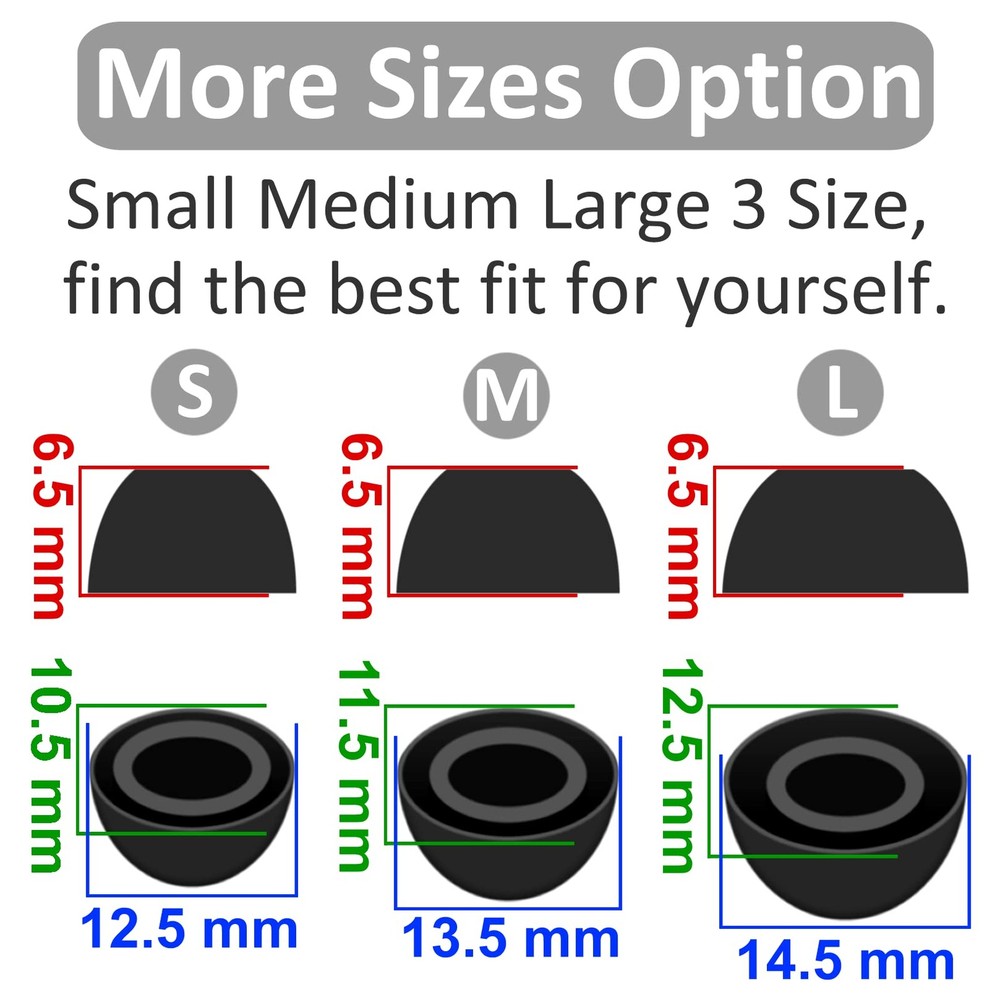 6 Pairs Eartips Compatible with Pixel Buds Pro Ear Tips Buds, S/M/L, black