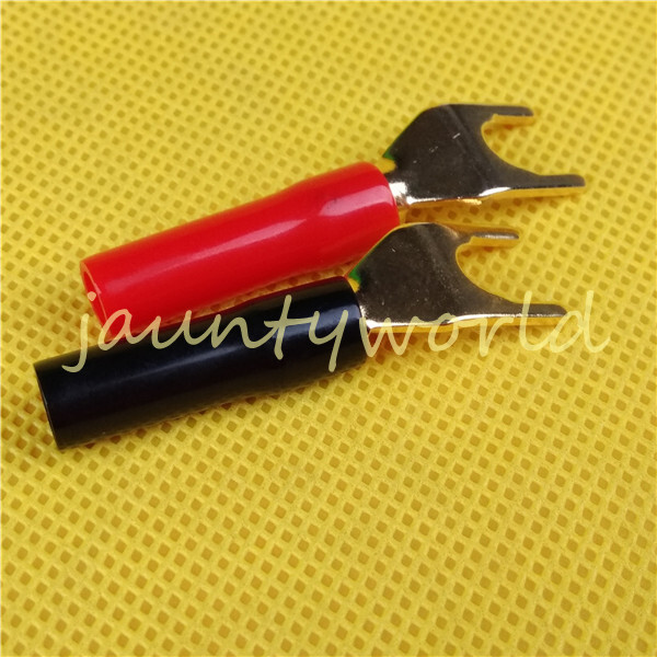 2PC Binding Posts Terminal Audio Cable Fork Spade Plug Connector