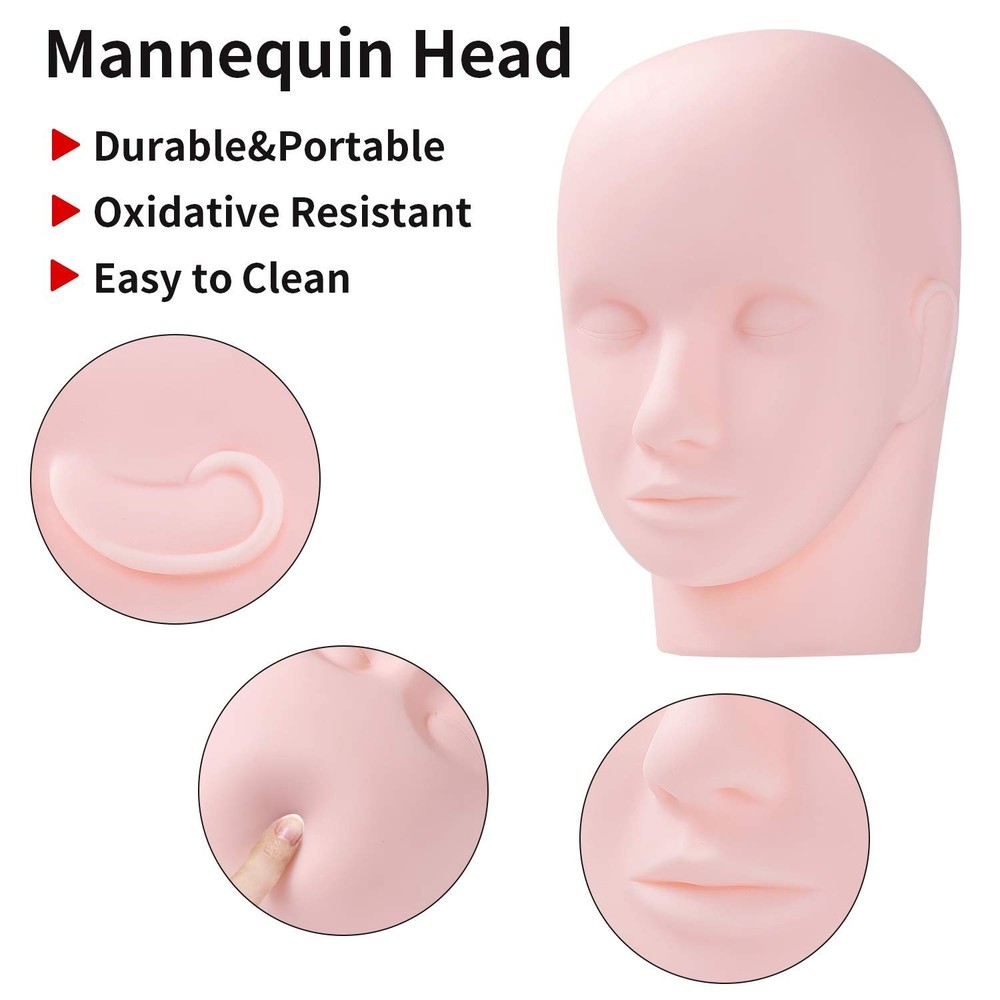 Pro Training Mannequin Head for Makeup & Eyelash Extensions - Soft Silicone