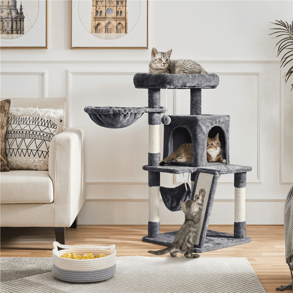 Multi-level Small Cat Tree Tower with Condo, Dark Gray