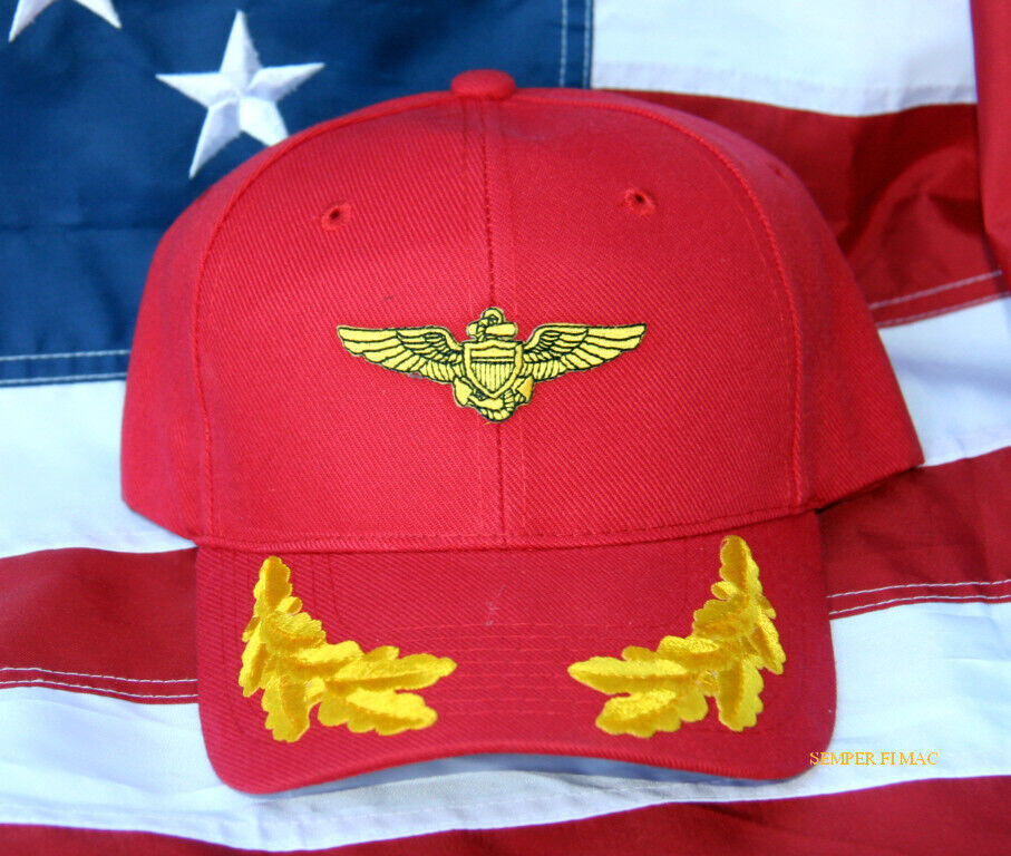 VIP BLANK HAT WITH OAK LEAF RED ADJUSTABLE MILITARY PIN UP SCRAMBLED EGGS BRAID