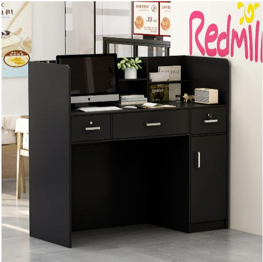 Desk Office Shelf Reception Counter Drawer Front Lockable Checkout Table Study