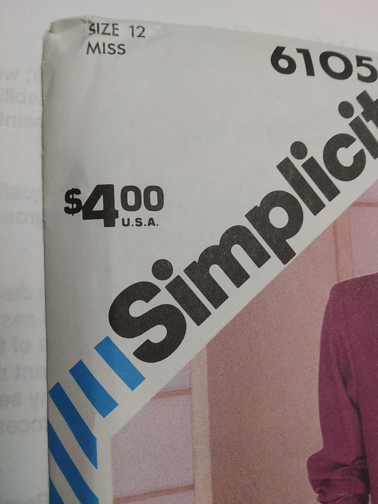 Dress Pullover Modest 12 Simplicity 6105 Sewing Pattern UC Button Back Hardwick