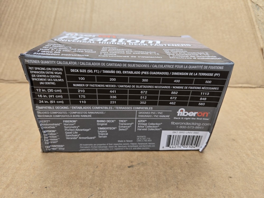Fiberon Phantom Universal Hidden Deck Fasteners with Pre-Inserted Screws, Black