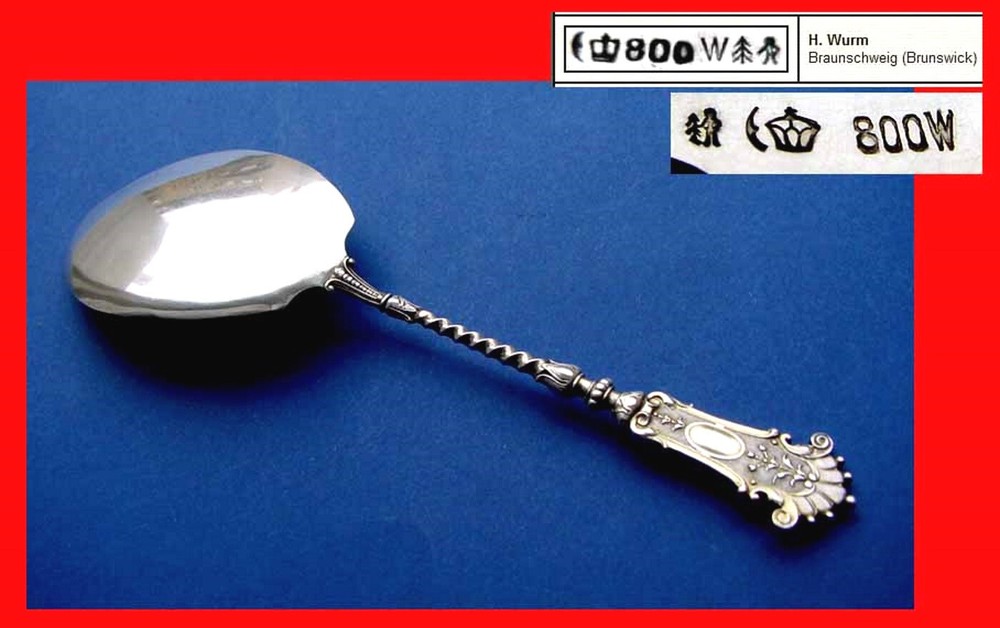 Antique Large Solid Pie Lifter, H. Wurm, 800er Silver B552