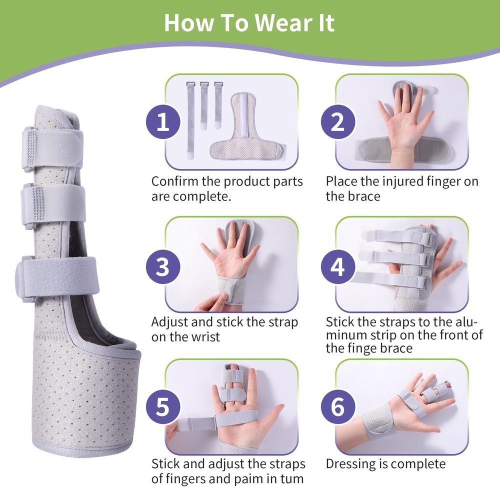 Trigger Double Finger Splint Brace Joint Stabilizer, Middle Hand Brace with B...