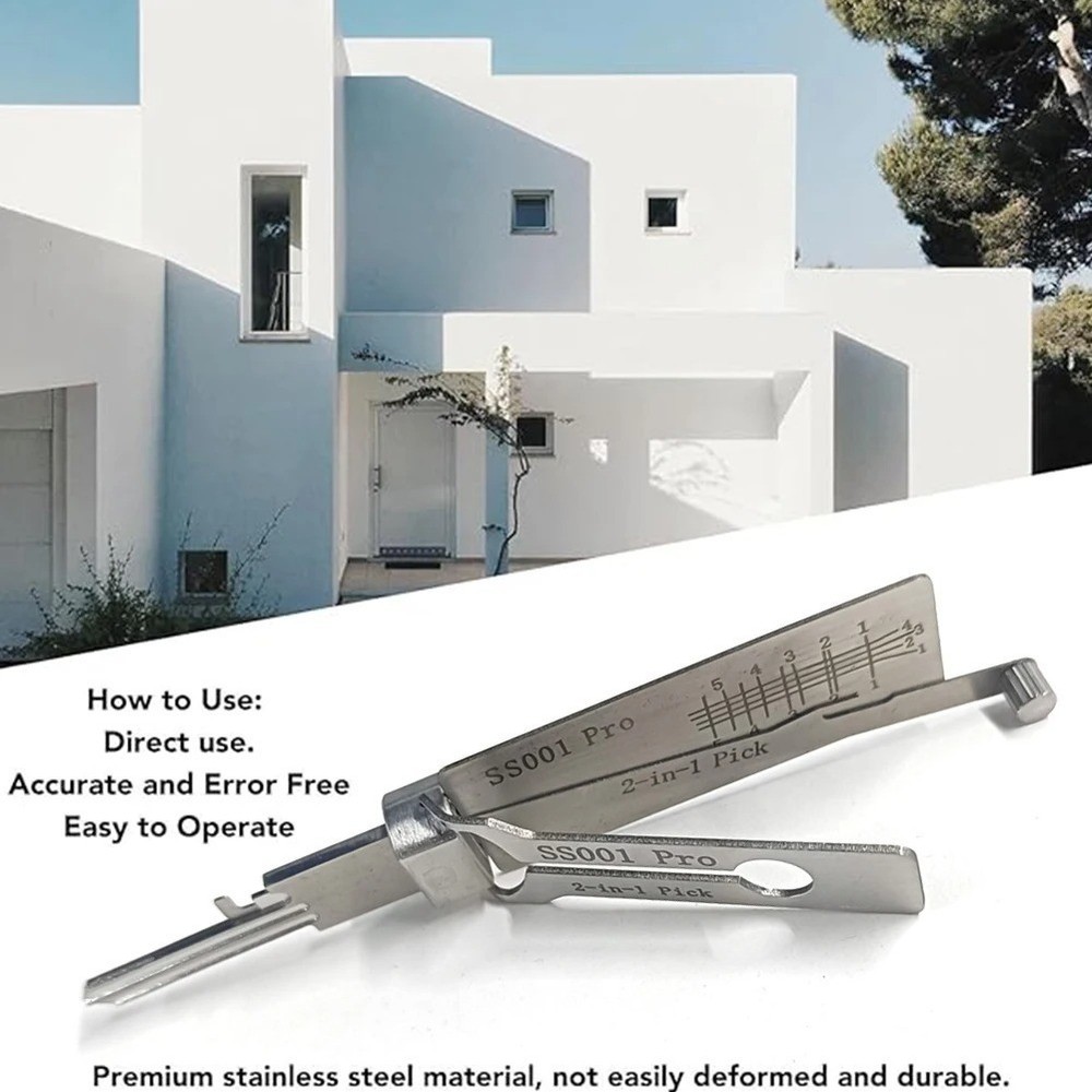 SS001 PRO 2-in-1 Stainless Steel master Key Decoder Portable Lock Tool Kit 1 Pc
