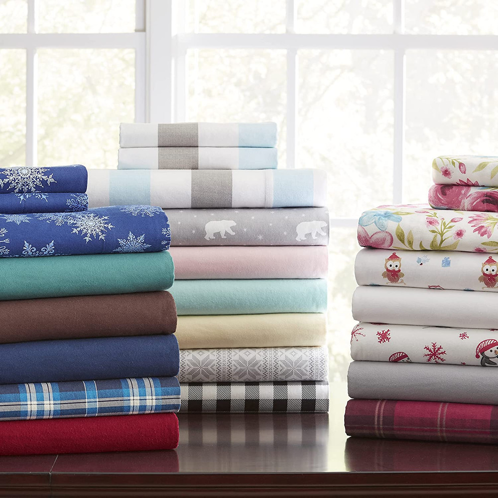 Flannel Deep Pocket Set with Oversized Flat Sheet, California King, Sylvan