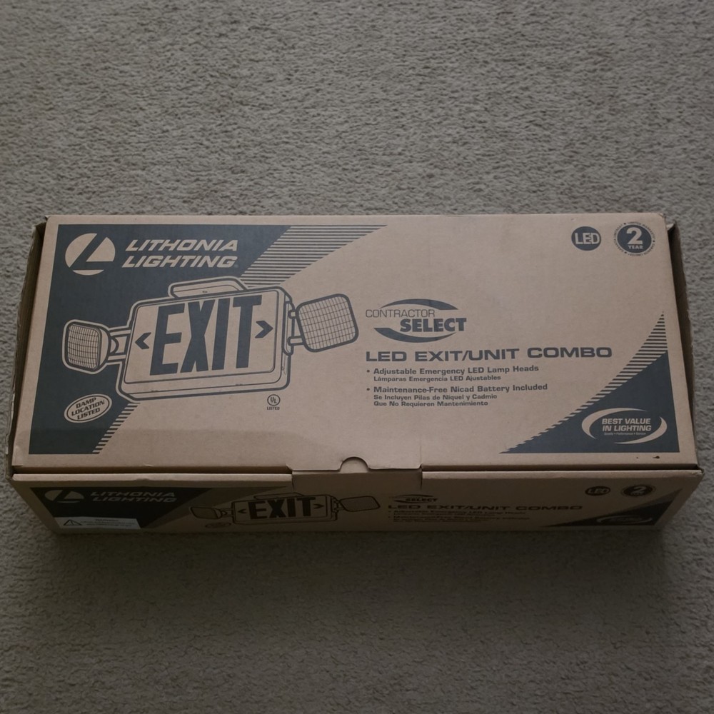 Lithonia Lighting LED Exit Sign Combo with Emergency Lights & Adjustable Heads