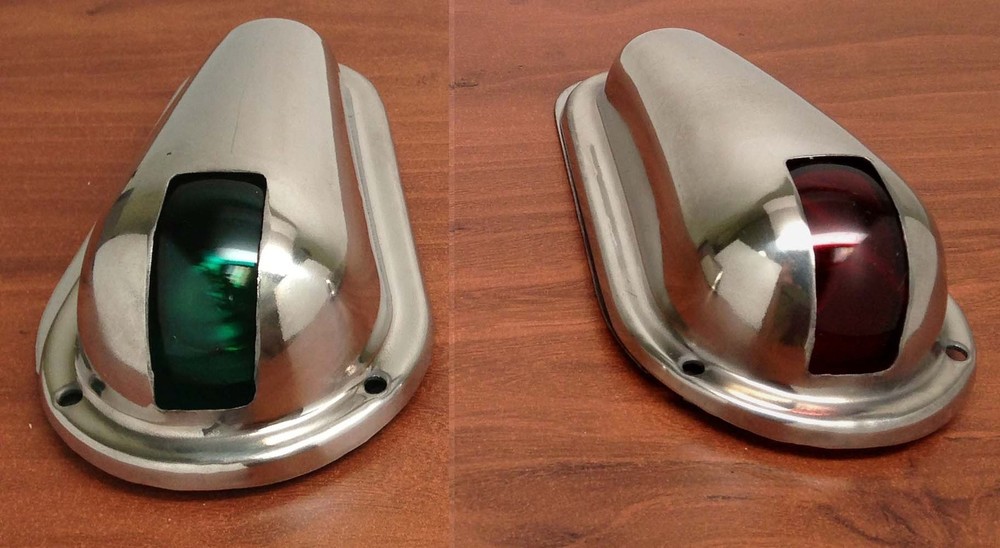 Marine Boat Navigation Side Light Pair Vertical Mount Red Green Splash Proof 12V