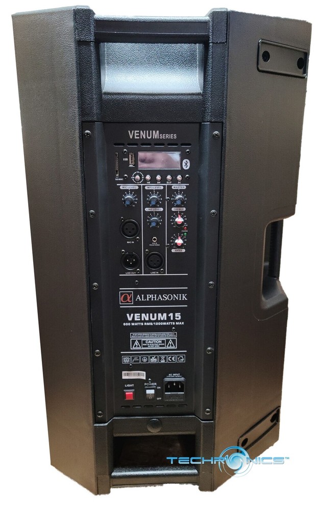 ALPHASONIK 15" 1200W 8 OHM DJ SYSTEM BLUETOOTH USB SD AUX ANDROID IPHONE VENUM15