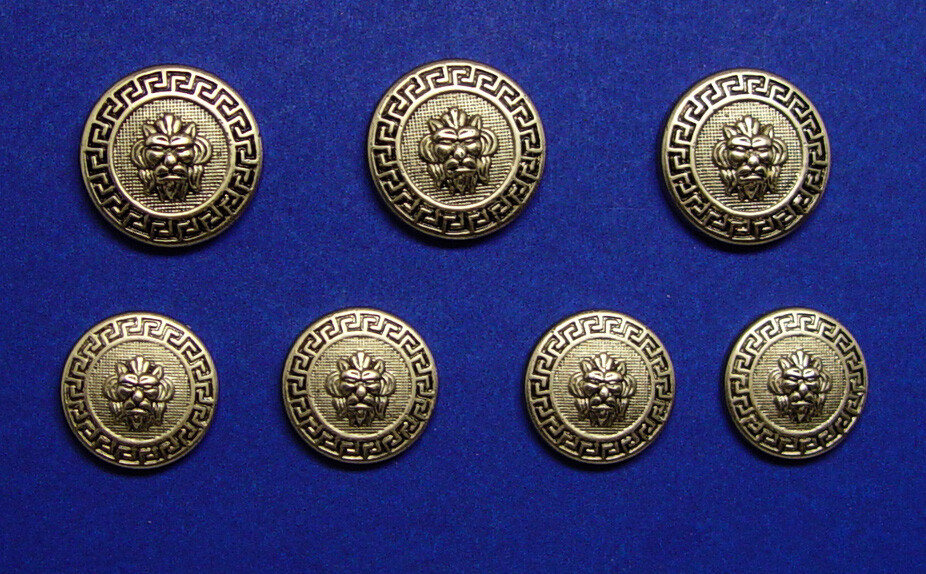 Lion Head jacket replacement buttons 7 Unknown Brand Silver Color Plastic , Used