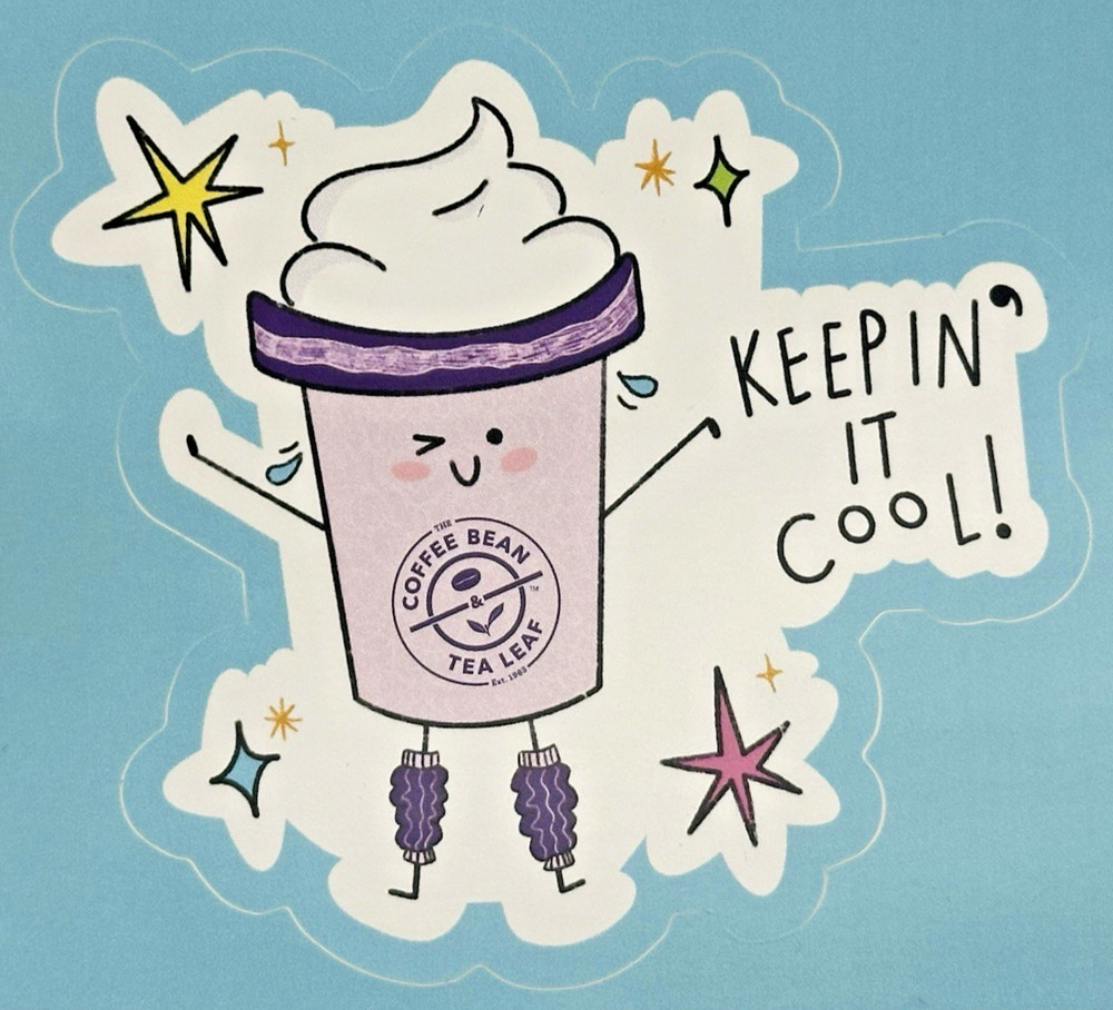 Coffee Bean & Tea Leaf (CBTL) Sticker Decal "Keepin' It Cool" 3.75” New