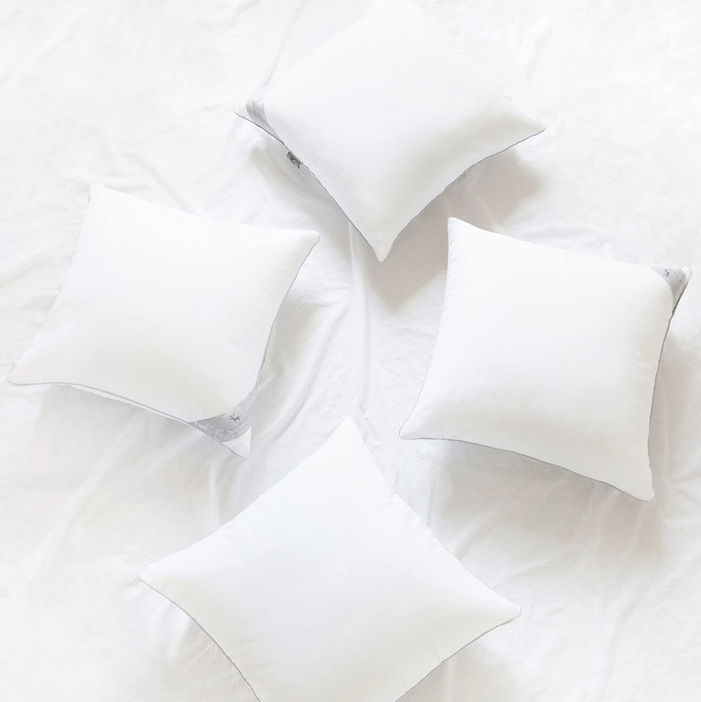 Throw Pillow Inserts, Set of 4 White Soft Microfiber Piping Designs, Square P...