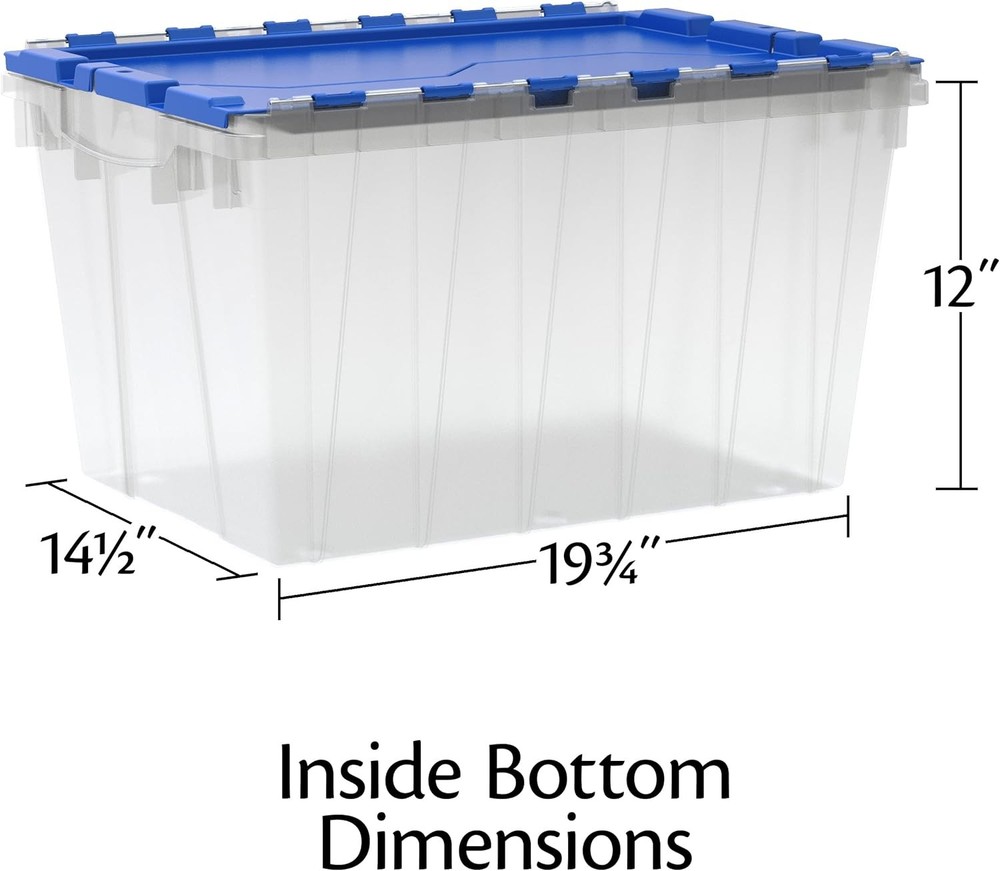 KeepBox 12 Gallon Storage Container Nesting & Stackable Plastic Storage Box W/