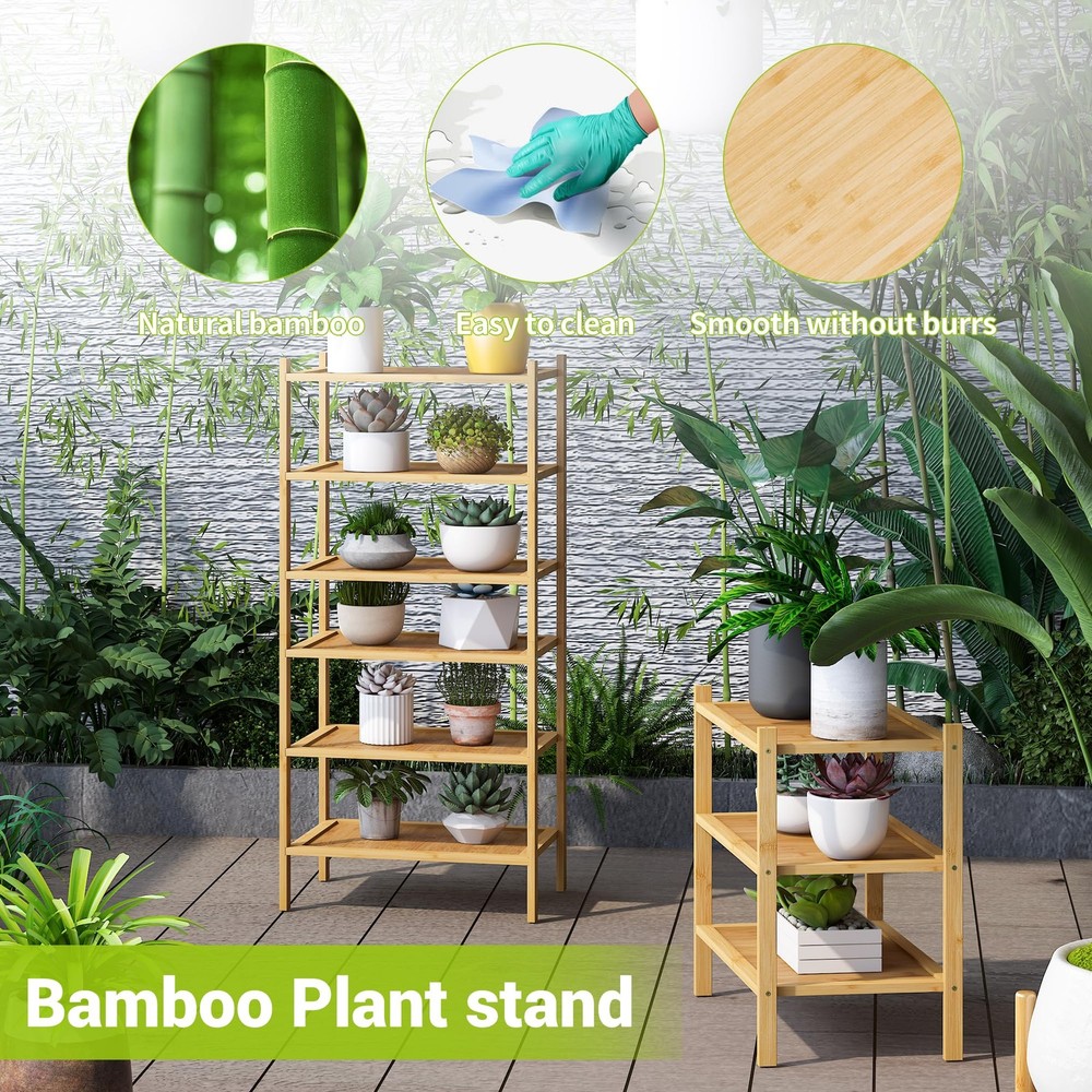 6-Tier Bamboo Small Shoe Rack Premium Stackable Shoe Shelf Storage Organizer ...