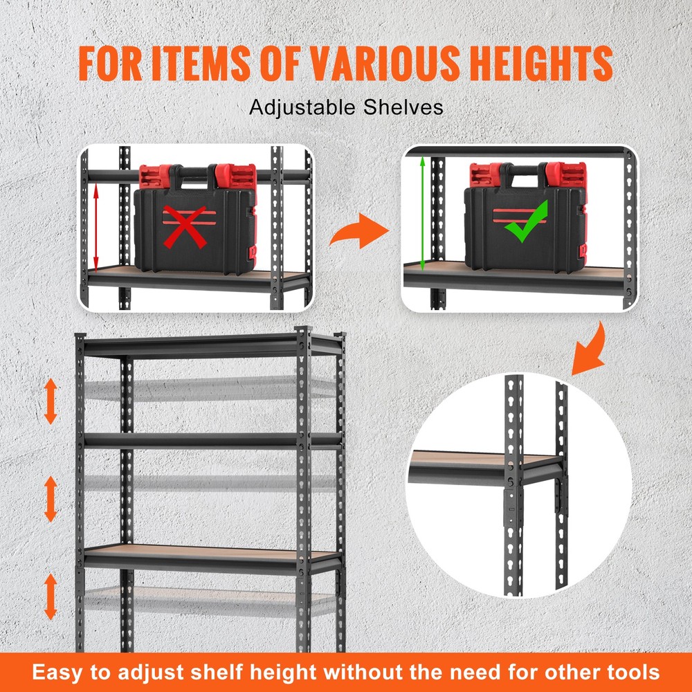 VEVOR Storage Shelving Unit Garage Storage Rack 5-Tier Adjustable 2000 lbs Load