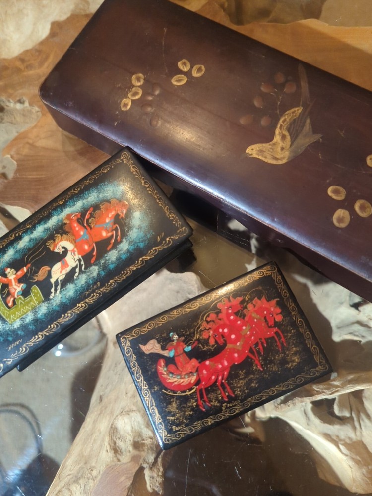 Lacquer boxes Excellent Condition 2 Of Them Signed