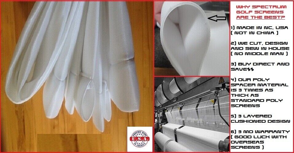 Golf Simulator Screen/ Sports Screen Retractable Net.**POLY SPACER*EASY INSTALL*
