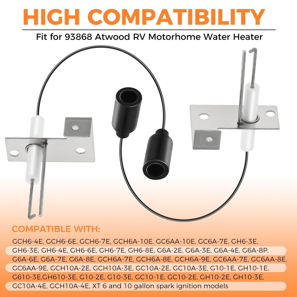 93868 RV Water Heater Igniter Replacement, Spark and Sensor Electrode, 2-Pron...