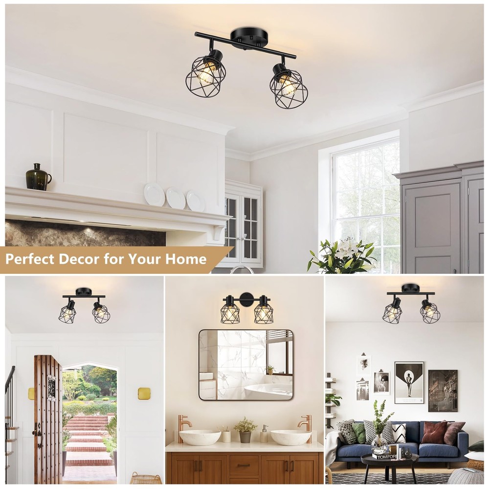2-Lights Kitchen Light Fixtures Ceiling Mount, Adjustable Semi Flush Mount Ce...