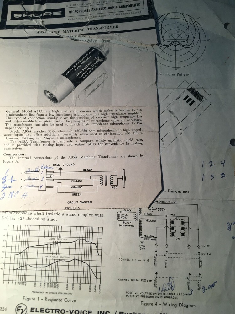 ELECTRO-VOICE model 664 cardioid microphone Engineering data sheet brochure