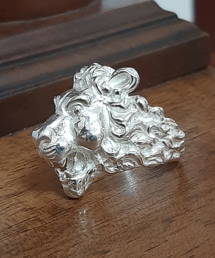 925 MENS SILVER RING SEAL LION SOLID HEAD