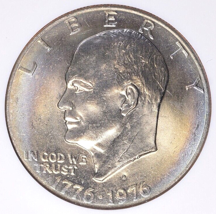 1976-D Eisenhower Dollar NGC MS 64 Monster Toned Two Sided Toning Ike Type 2