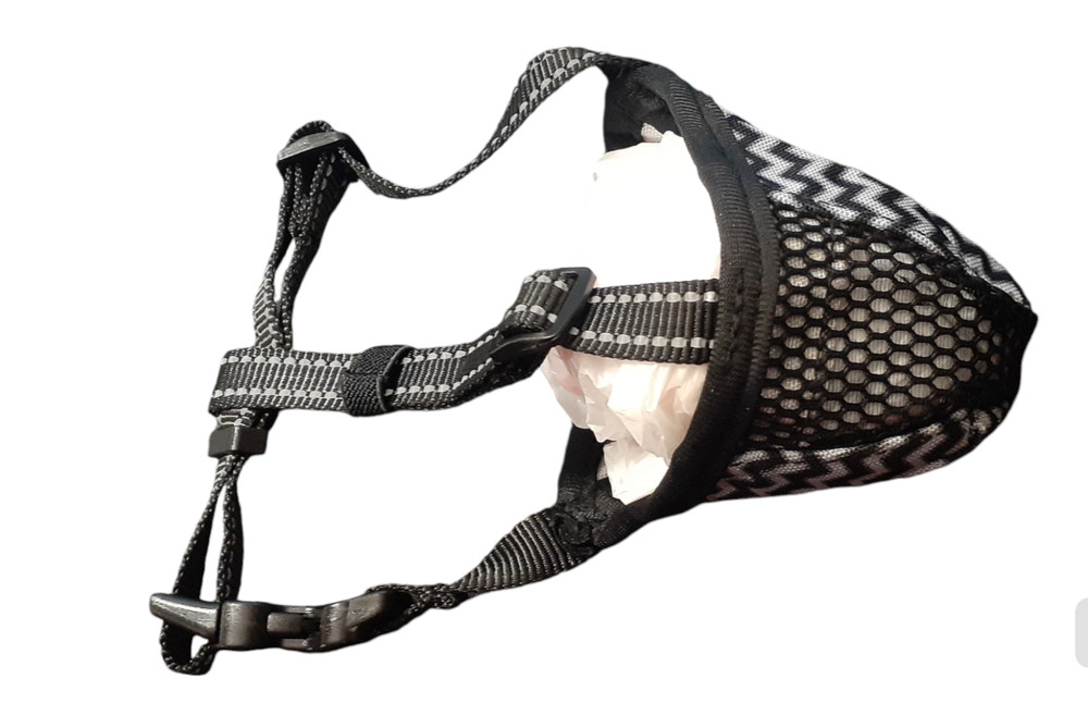 NEW!! Mesh Dog Muzzle Medium - Soft Comfortable - Black and Grey - Adjustable