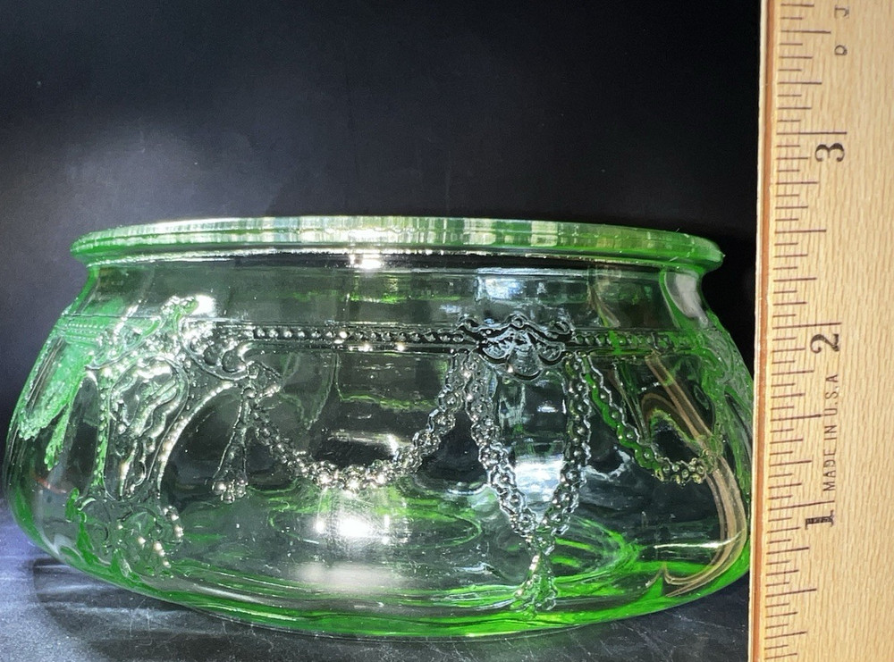 Anchor Hocking Candy Dish Cameo Pattern BASE ONLY NO LID 1930s Vaseline