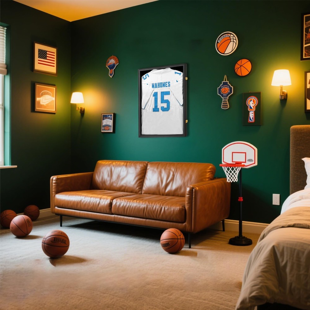 Tieeqe Jersey Frame Display Case-Jersey Shadow Box- 1 Pack, Black