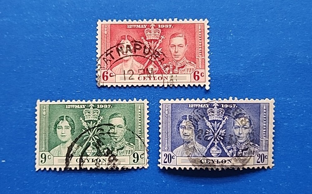Ceylon Stamps, Scott 275-277 Complete Set Used