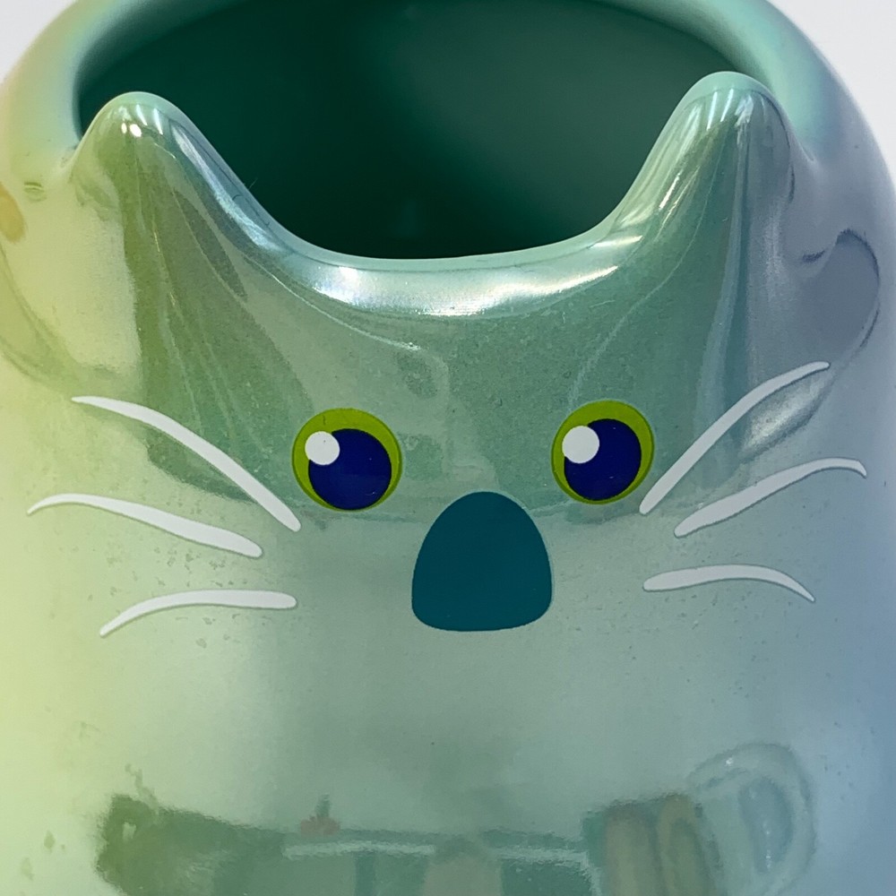 Disney Mug Cup Ceramic 22 oz Cat Green Glassy